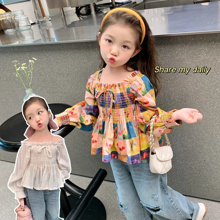 女童格子衬衫外套春秋款2025新款春季衬衣儿童薄款春装小孩上衣