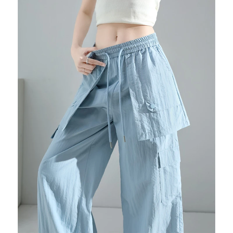 冰丝屁帘美式工装裤女2025新款夏季薄款2025新款超好看速干阔腿裤