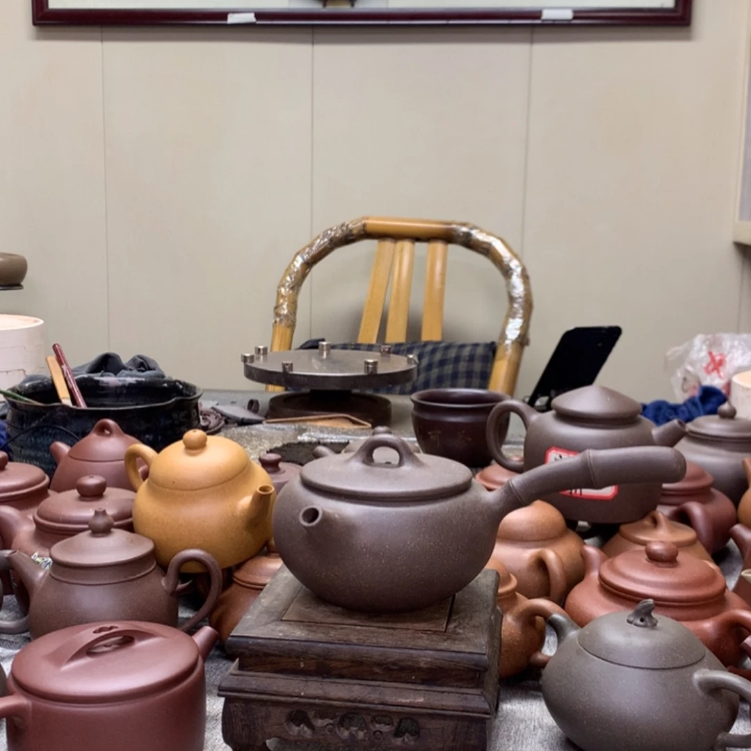 茶壶紫泥侧把壶半手工制作