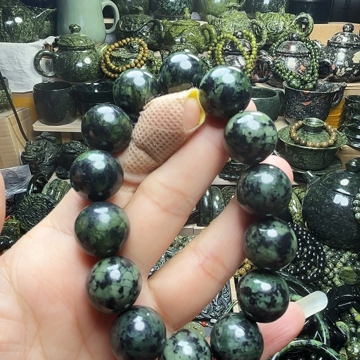 子***）蛇纹石玉未镶嵌珠宝半成品藏玉药王石福利款1.6手串