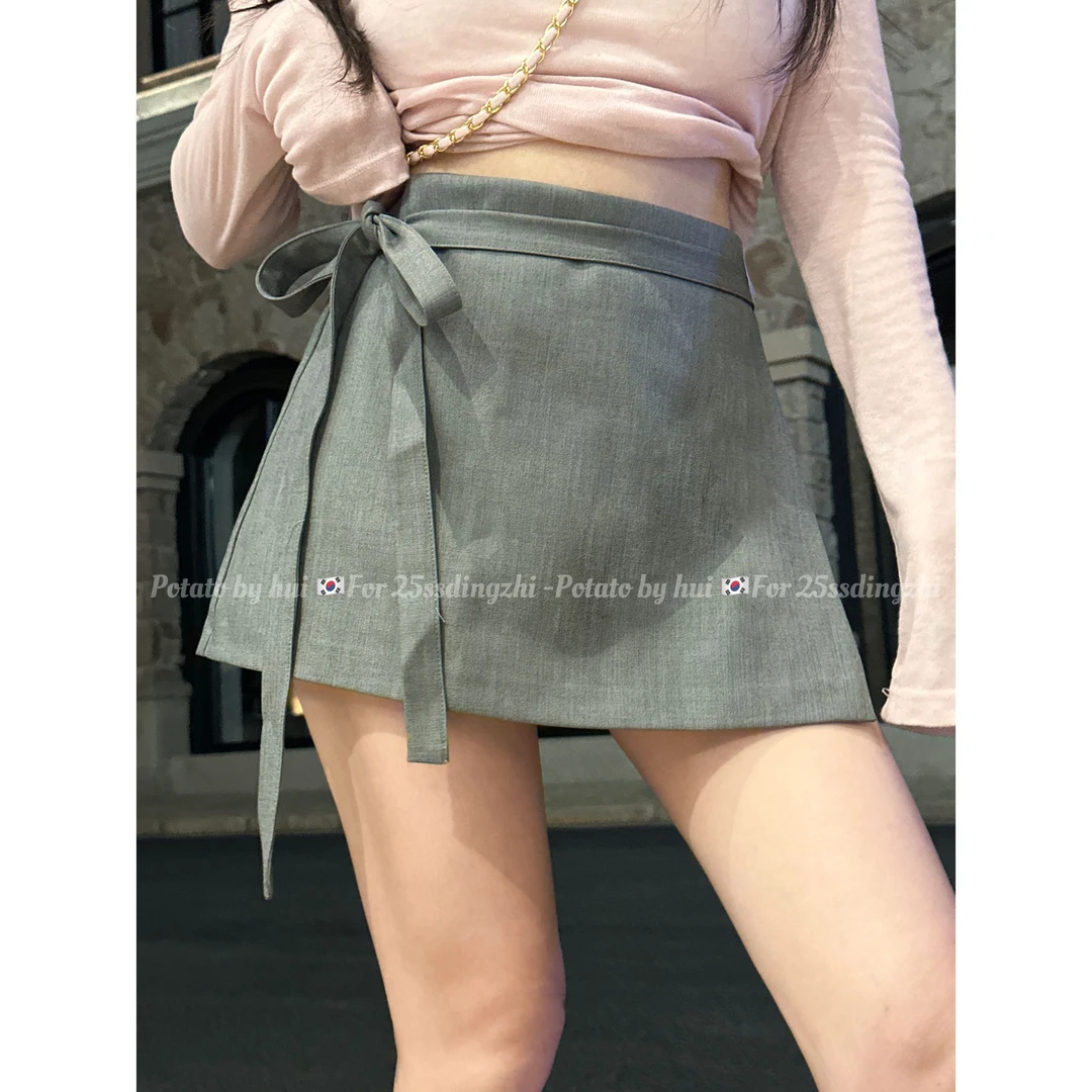 【HuiHui】韩国东大门纯色短裙半身裙包臀休闲百褶A字（H8488）