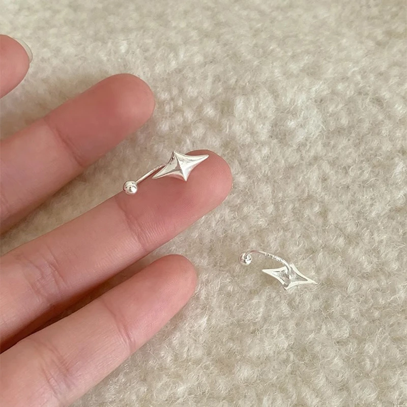 925银耳饰 【星系】S999足银四芒星耳钉女极简风高级纯银耳饰E612