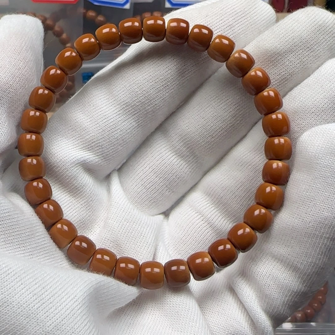 手串橄榄核老挝单圈极限弧三花无白7.0mm