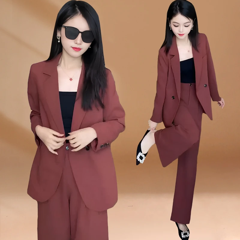 春秋新款女装职业套装轻奢高级感小洋装气质西装外套阔腿裤两件套