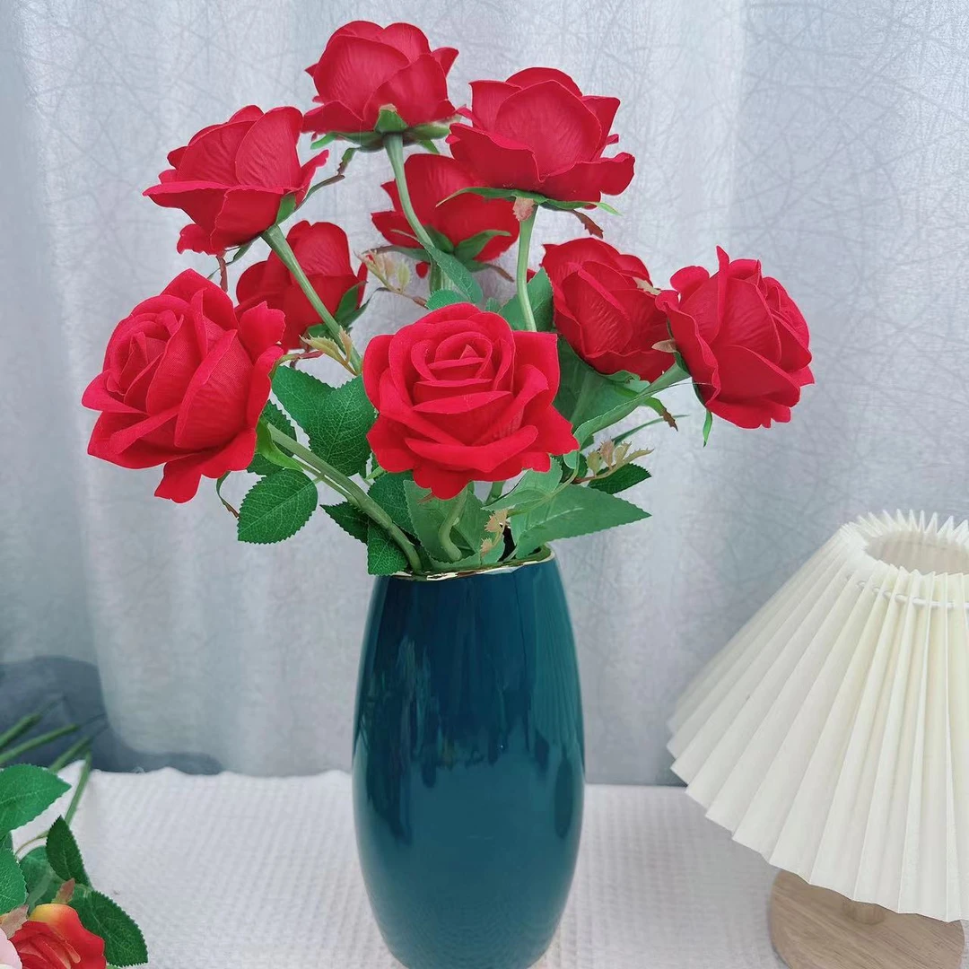 200朵仿真绒布酒杯玫瑰花花头DIY仿真材料配件非全套