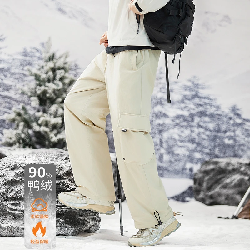 羽绒裤男冬季2025新款东北零下收脚直筒大码男士工装防风防水滑雪