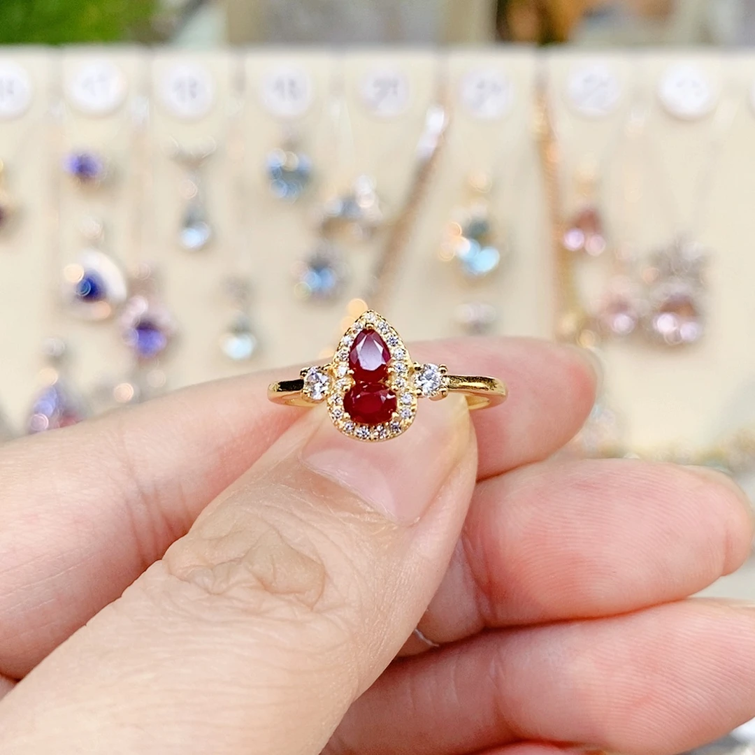 银S925镶嵌戒指红宝石