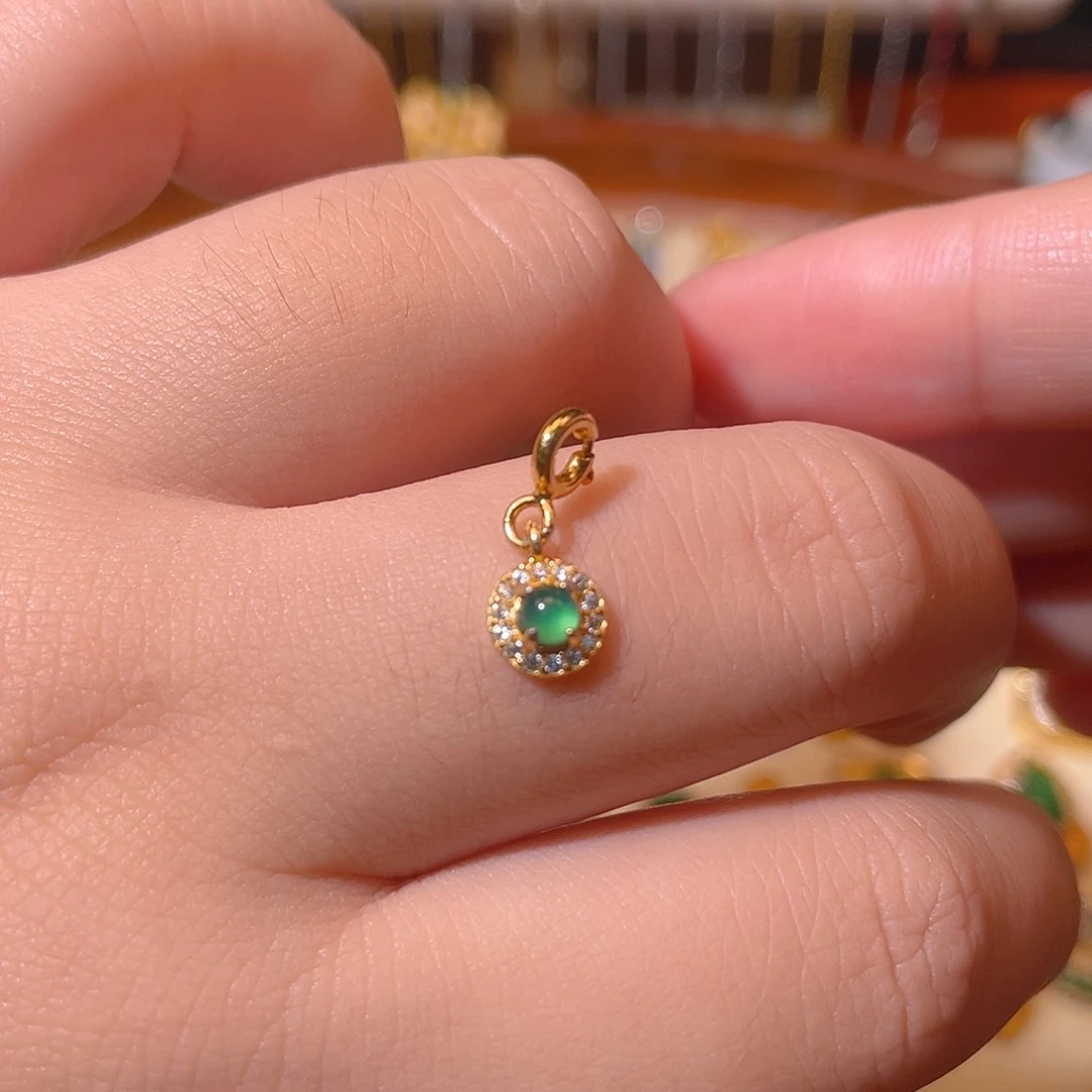 吊坠(不含链)银S925镶嵌翡翠