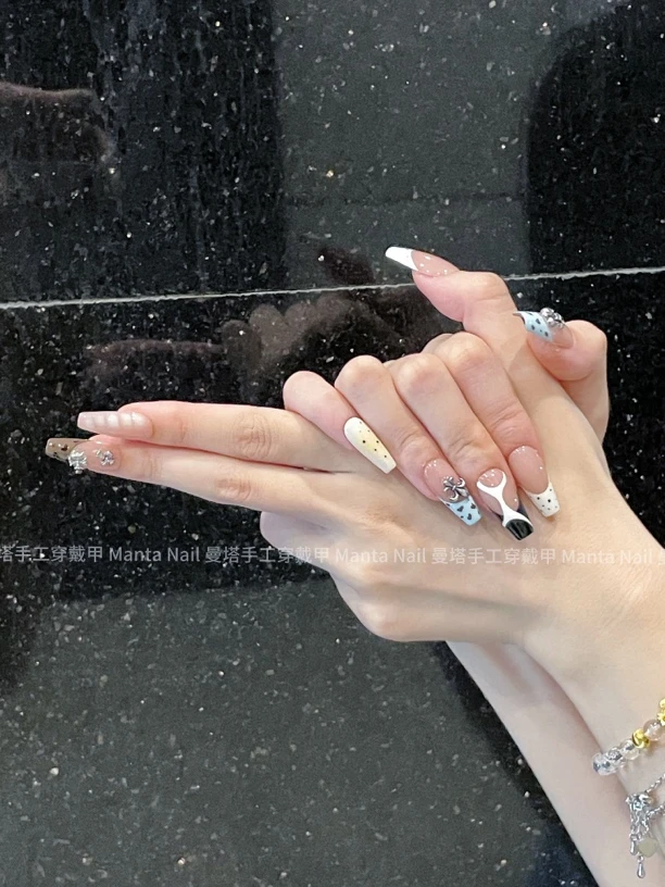 奶油朋克｜克罗心辣妹多巴胺彩色豹纹ins纯手工穿戴甲