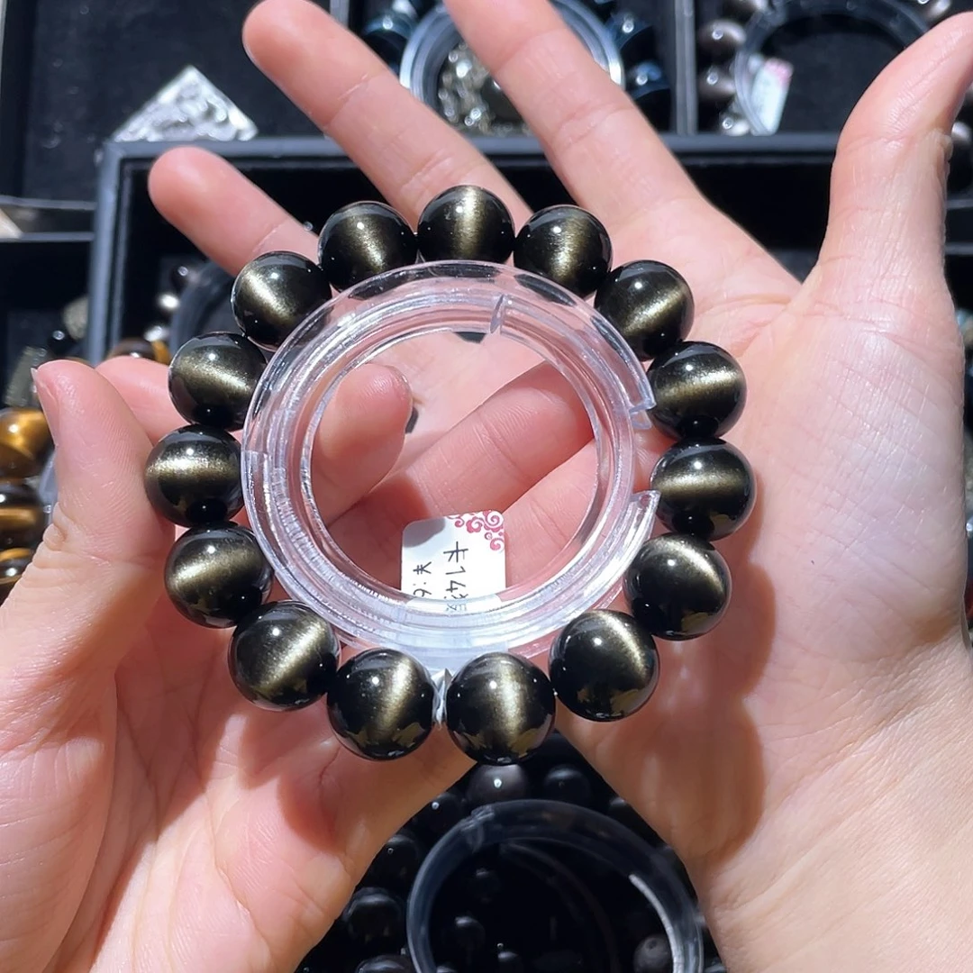 黑曜岩手链未镶嵌博****花