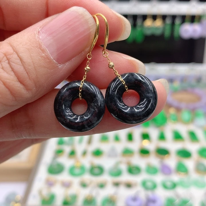 翡翠18K金镶嵌耳饰