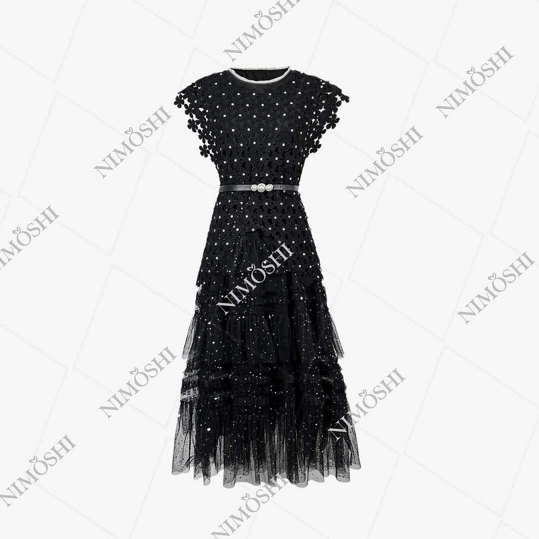 NIMðSHI达妮法式轻奢飞飞袖碎花裙设计气质显瘦连衣裙女Q1308