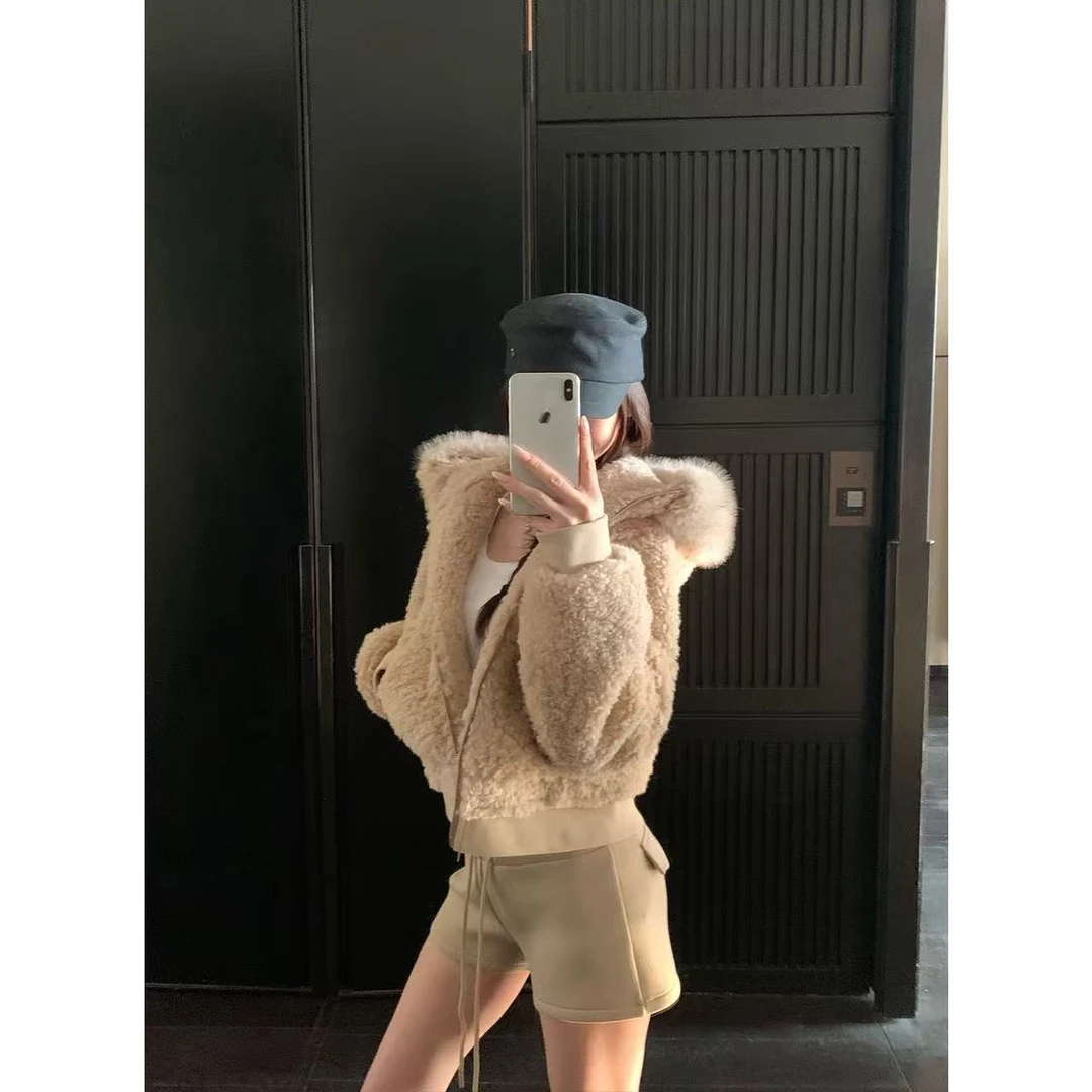 25新款常规款温柔慵懒风插肩袖女连帽长袖