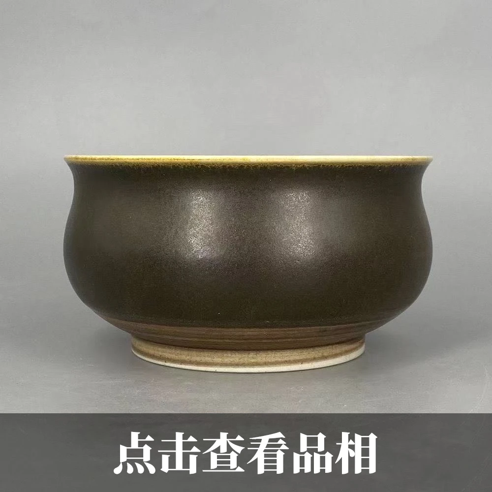 单色茶叶末釉矮炉大杯1215-18-300