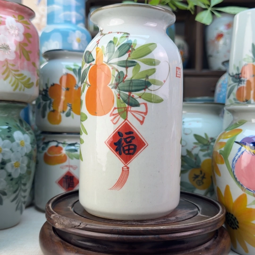 景德镇陶瓷手绘花瓶无孔