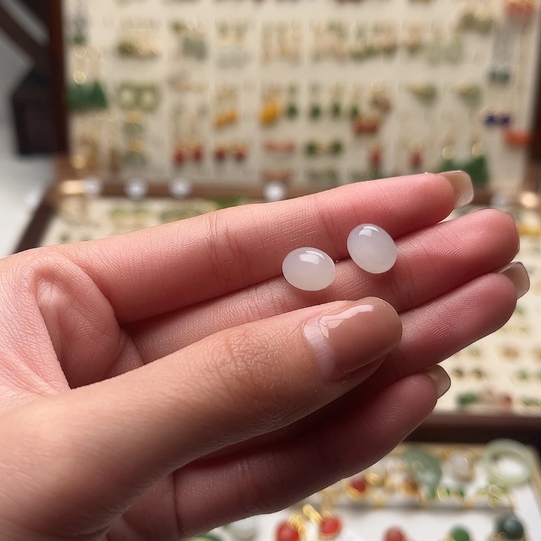 和田玉银S925镀金镶嵌耳饰