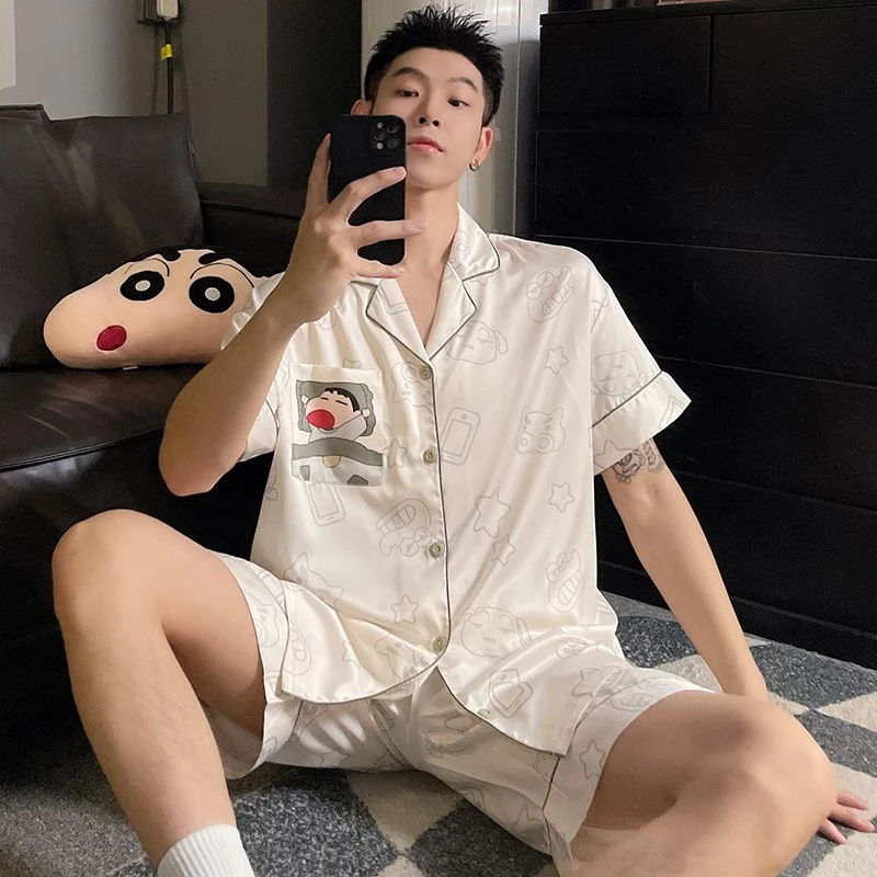 睡衣男夏季冰丝凉感短袖短裤薄款男士可外穿2024年新款家居服套装