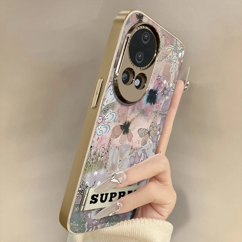 蝴蝶花卉适用华为nova14手机壳电镀高颜值数码小配件网红同款皮纹