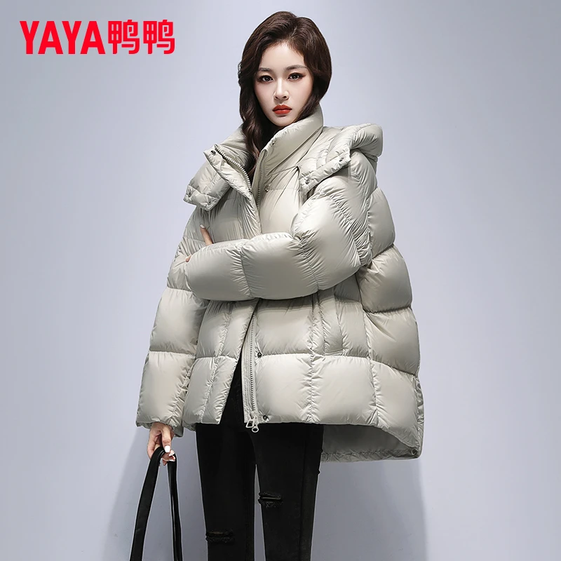鸭鸭短款羽绒服女中长款冬季时尚女士嘻嘻宽松小个子设计感外套