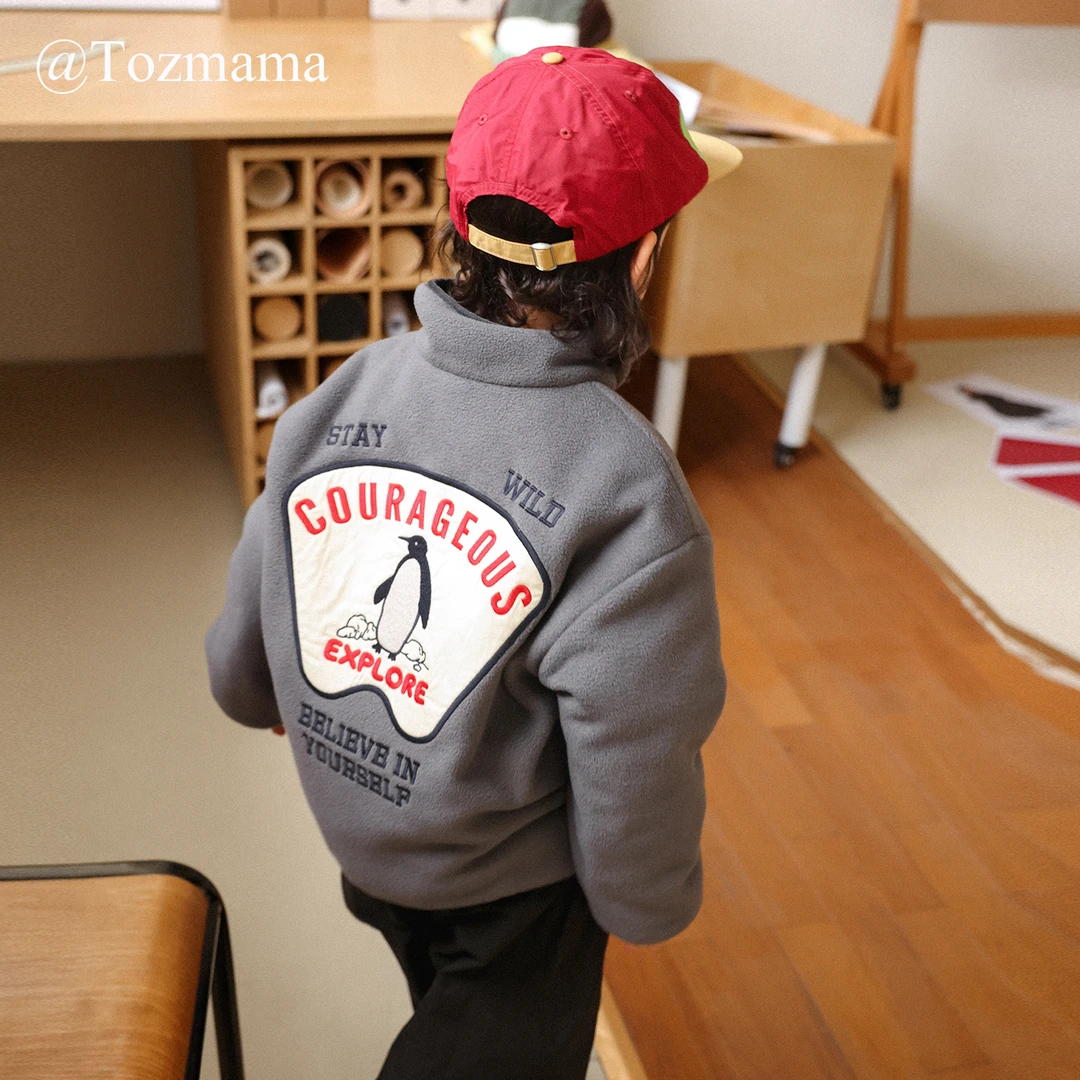 豆几妈11/24儿童男冬款贴布绣花夹棉外套女童冬季加厚棉衣外套