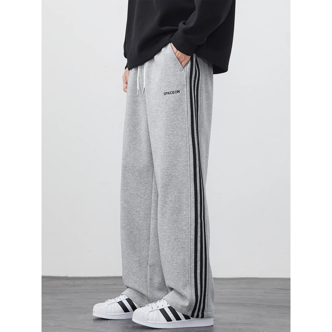 Kuvine男士休闲裤春秋款复古拼接垂感运动裤子直筒宽松卫裤男秋季