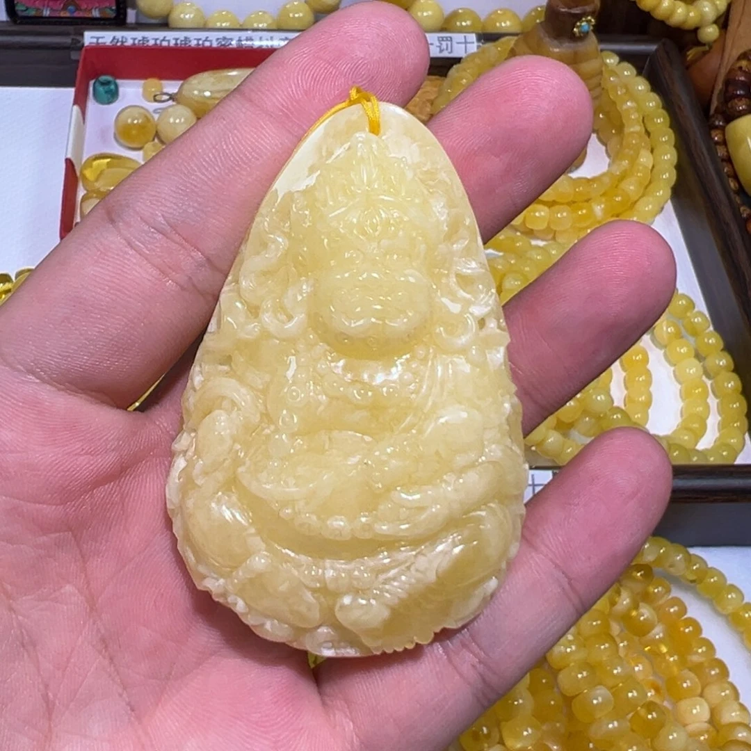 蜜蜡未镶嵌裸石牌子 黄财神