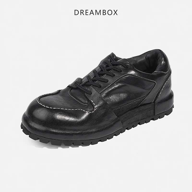 dreambox钧博vibram耐磨高档男鞋水洗马皮男士鞋子秋季新款板鞋