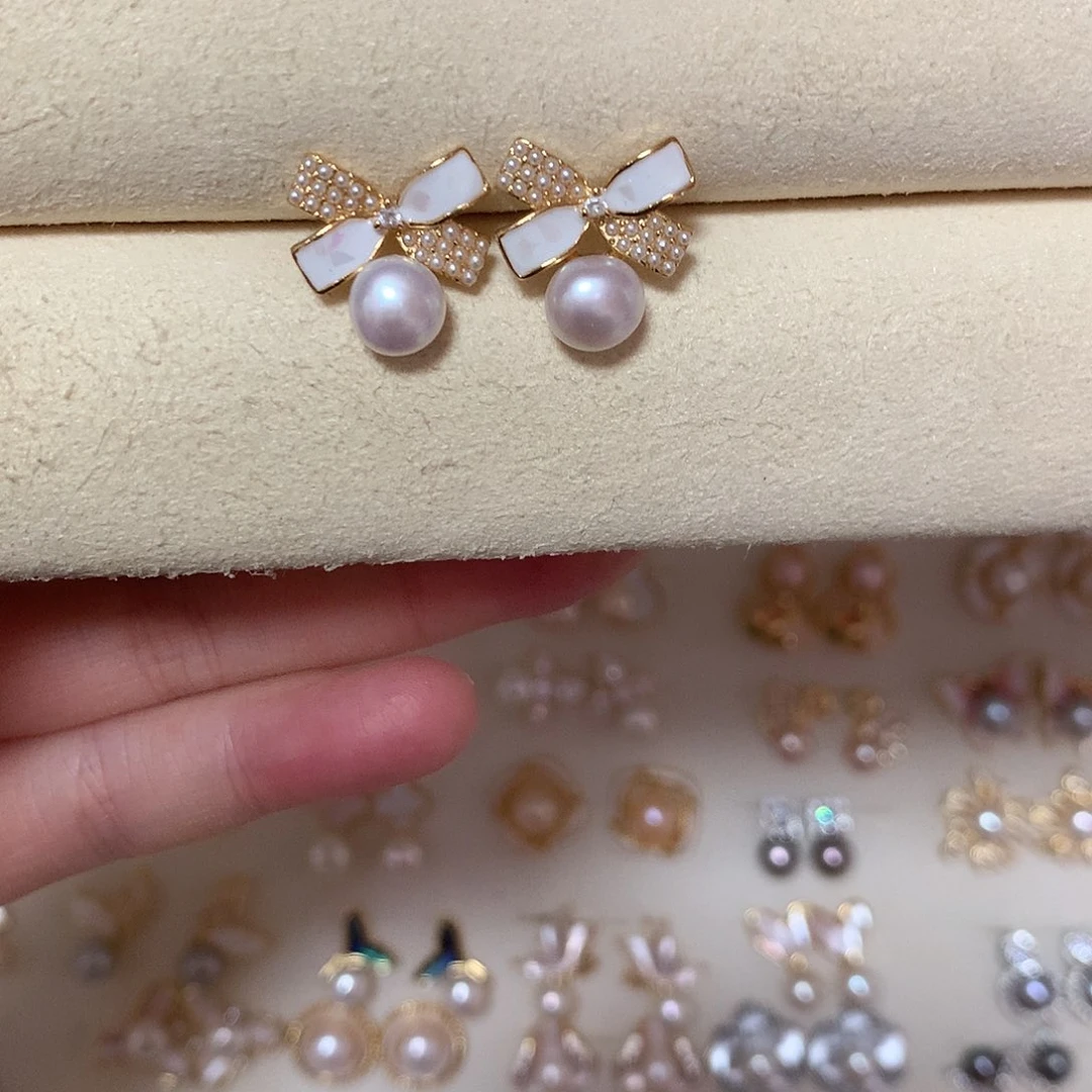 淡水珍珠耳饰合金