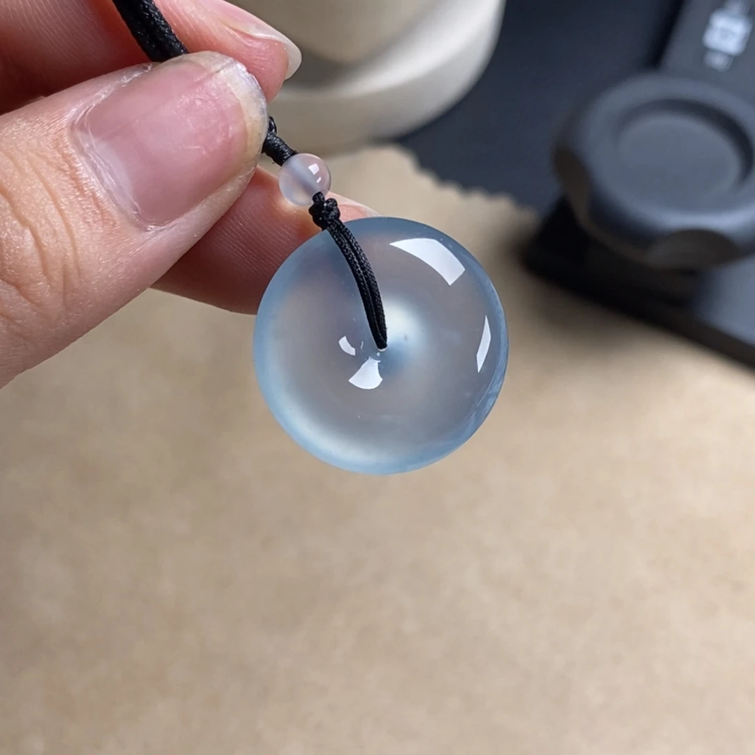 翡翠未镶嵌颈饰高冰天空蓝起玻璃光清透仙气平安扣