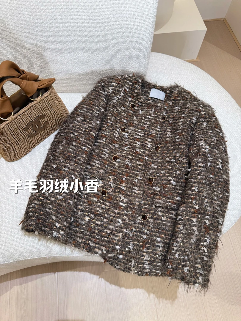 美拉德小香风羊毛90白鸭绒羽绒服