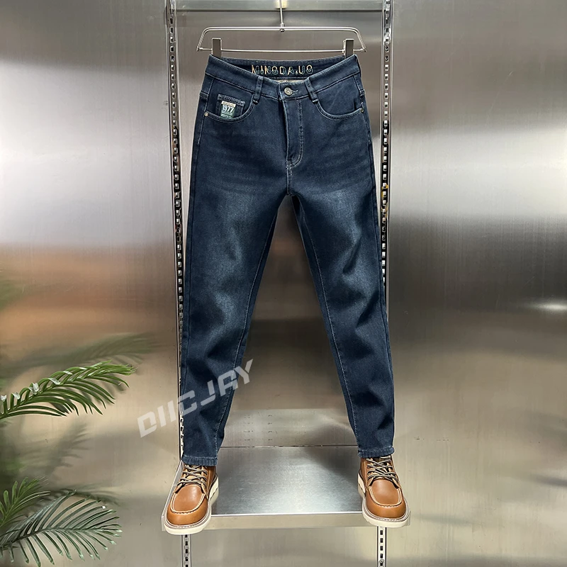 【轻奢】秋冬男士潮流时尚长裤痞帅牛仔裤水洗宽松拉链牛仔裤小直筒