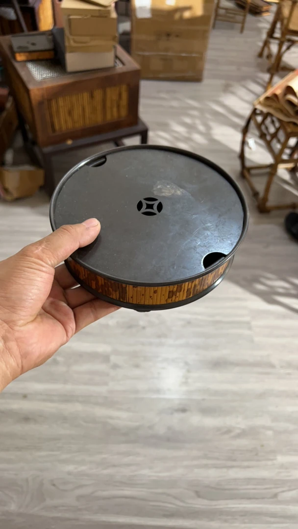 纯铜圆梅妃竹壶承