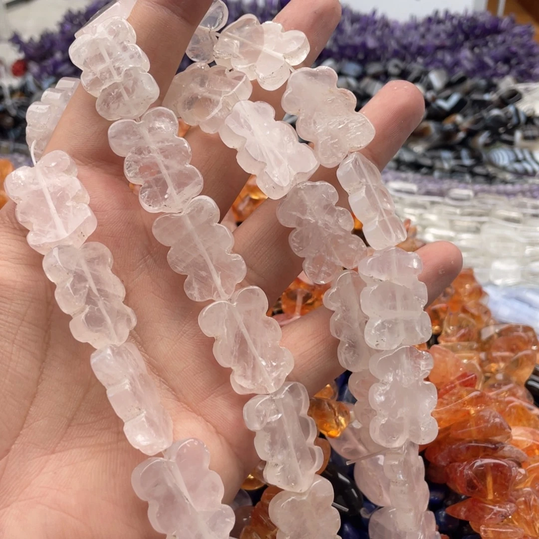 未镶嵌玛瑙/玉髓珠宝半成品一条装粉水异形珠16*26mm