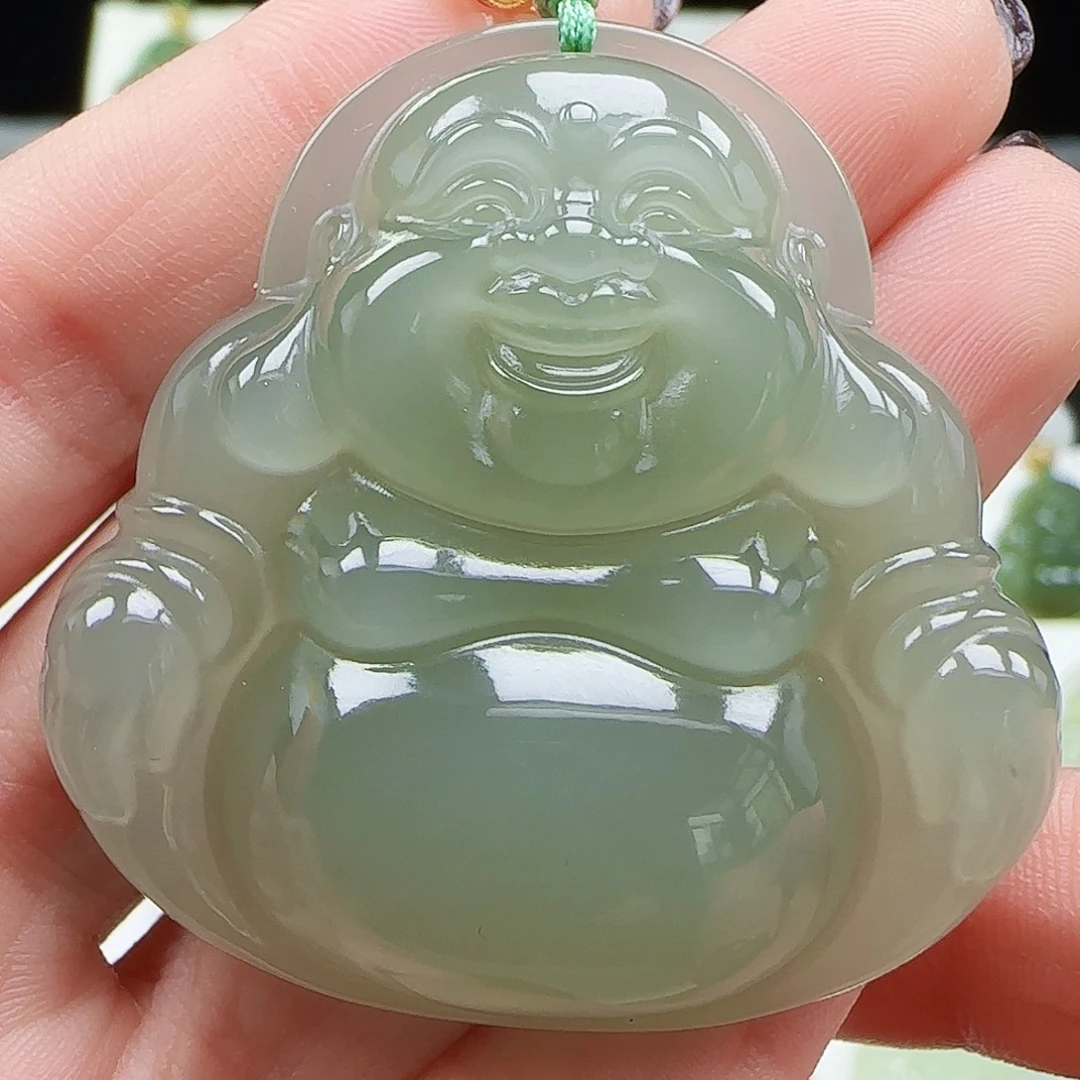 和田玉18K金镶嵌吊坠(赠链)