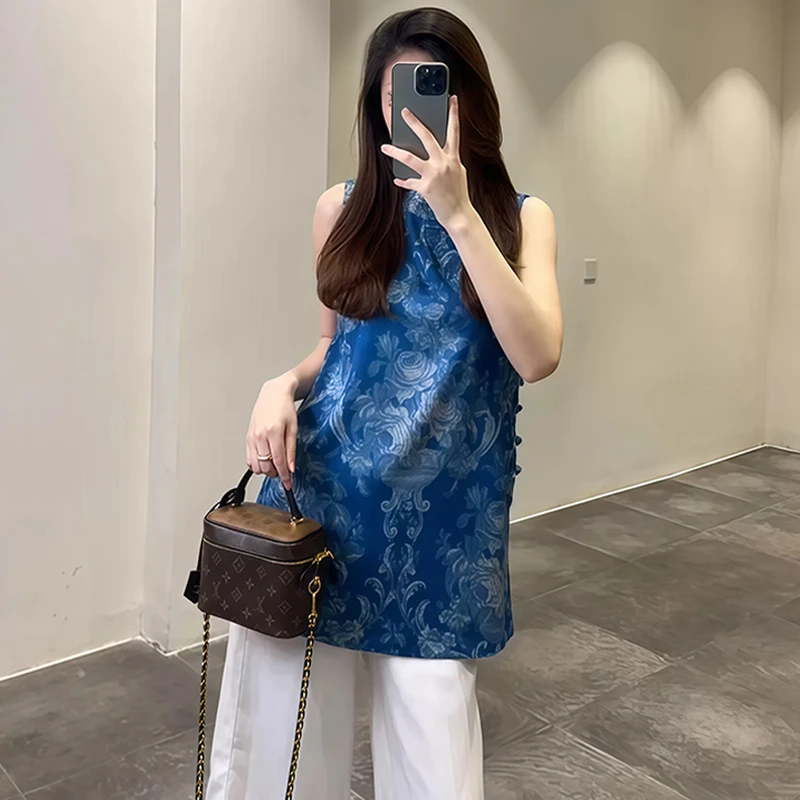 新中式国风时尚套装女2025年夏季新款背心马甲上衣高腰长裤两件套