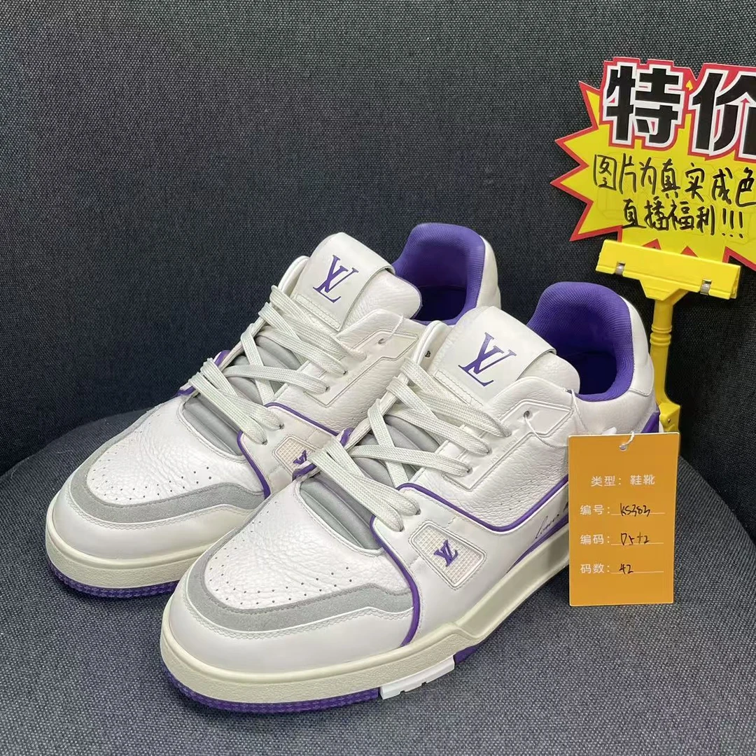 95新 LouisVuitton/路易威登 (福利)42码白紫水泥trainer鞋ks383