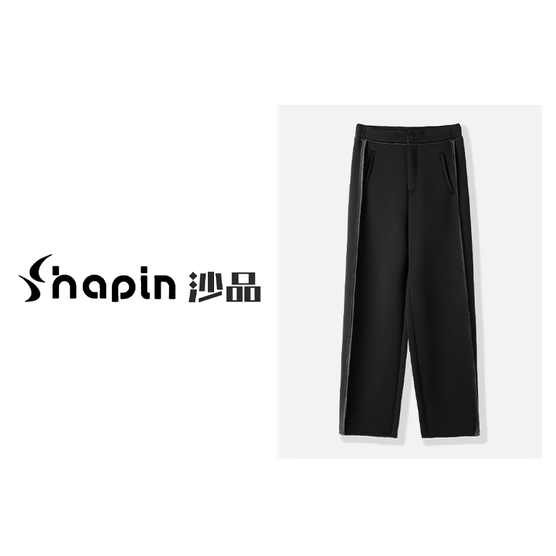 百搭时尚空气层直筒裤秋冬舒适半松紧腰休闲长裤女MM0060