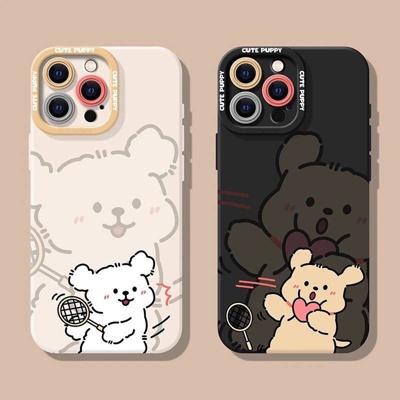 拍照小狗手机壳适用苹果16promax卡通可爱iPhone15pro镜头全包13p