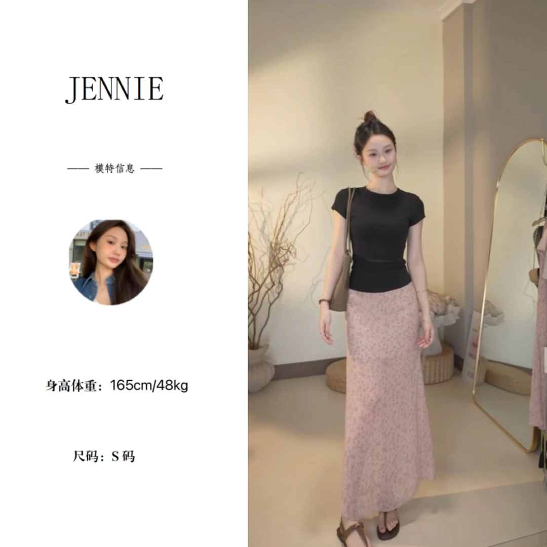 简约休闲气质百搭净版T恤修身收腰夏季圆领正肩短袖显瘦上衣