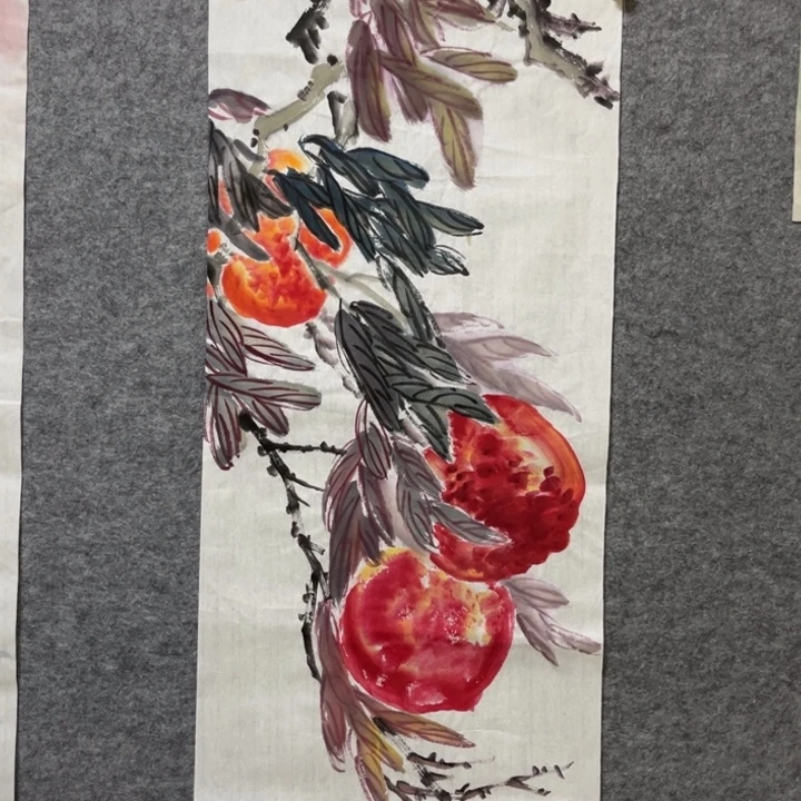 带灯款大鱼书画艺术作品