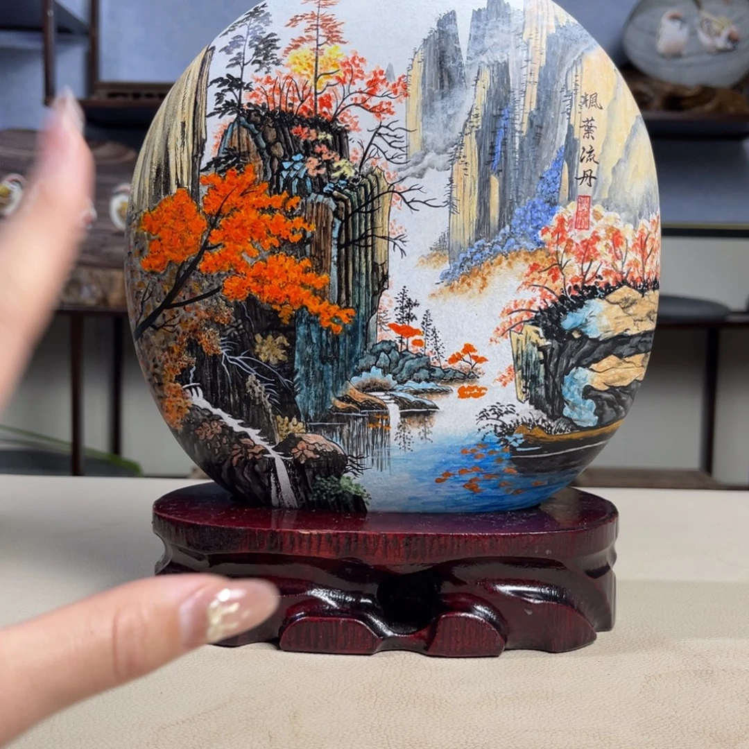 石材枫叶流丹 家居摆件