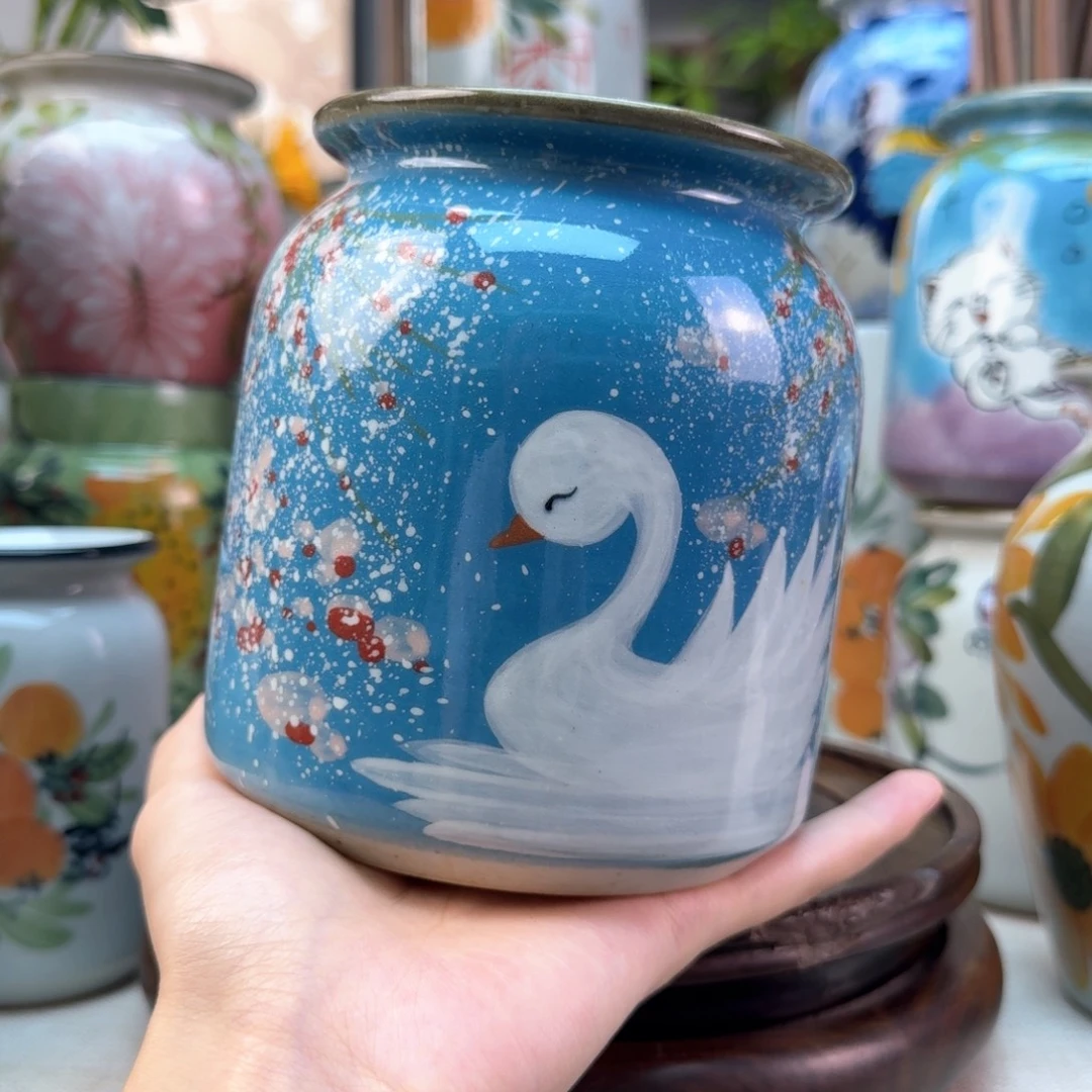 景德镇纯手绘陶瓷花瓶无孔