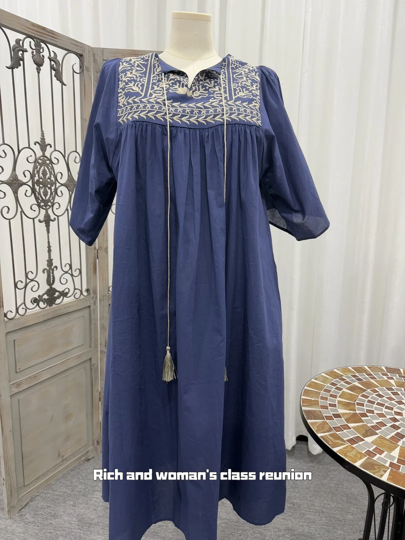 C8074 C8075 C8093 C8076 大码波西米亚刺绣连衣裙（四色）【现货】