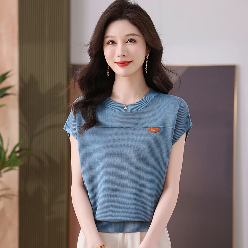 夏季清凉100%天丝莱赛尔透气气质宽松短袖T恤衫薄款圆领针织大码