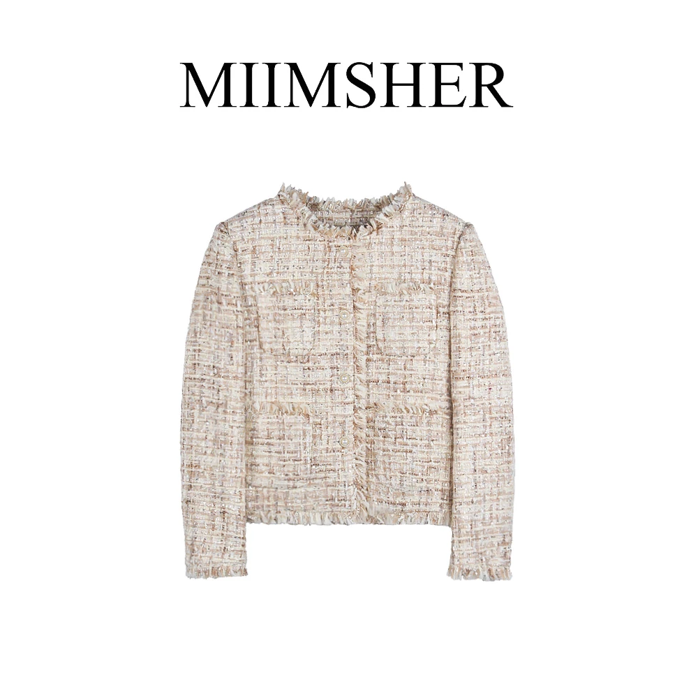 梦幻巴厘岛羽绒服女装小香风时尚百搭圆领拉毛流苏外套MS241967