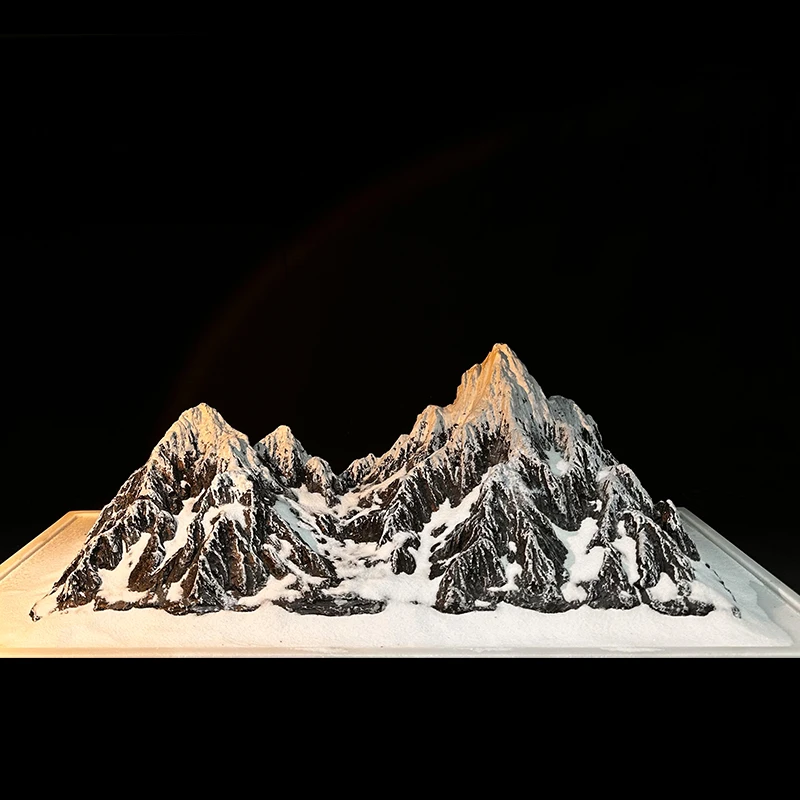 雪山造景日照金山小米鱼缸造景真石头假山一体成景创意摆件雪山景