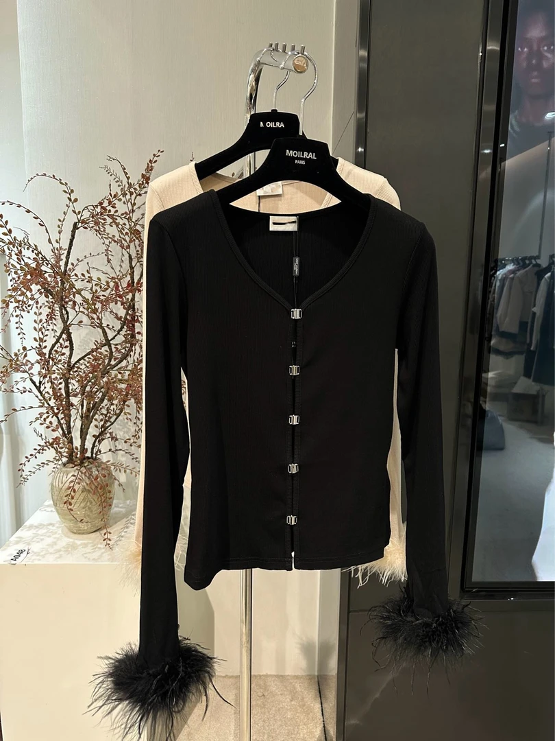 LT上衣开衫毛衣长袖针织衫黑色女装打底衫257