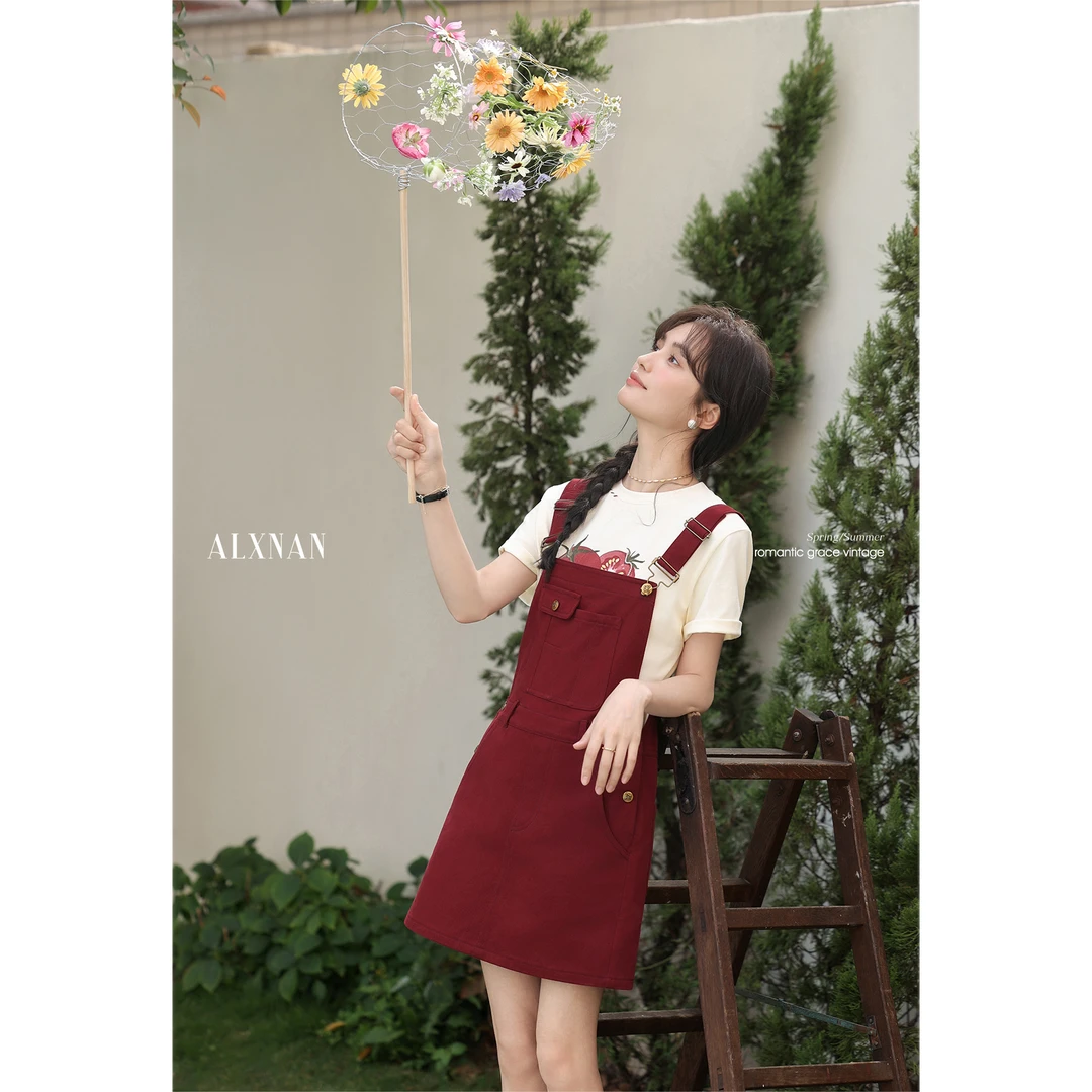 【品牌撤柜款ZB】法式背带连衣裙女2025新款短款L53568