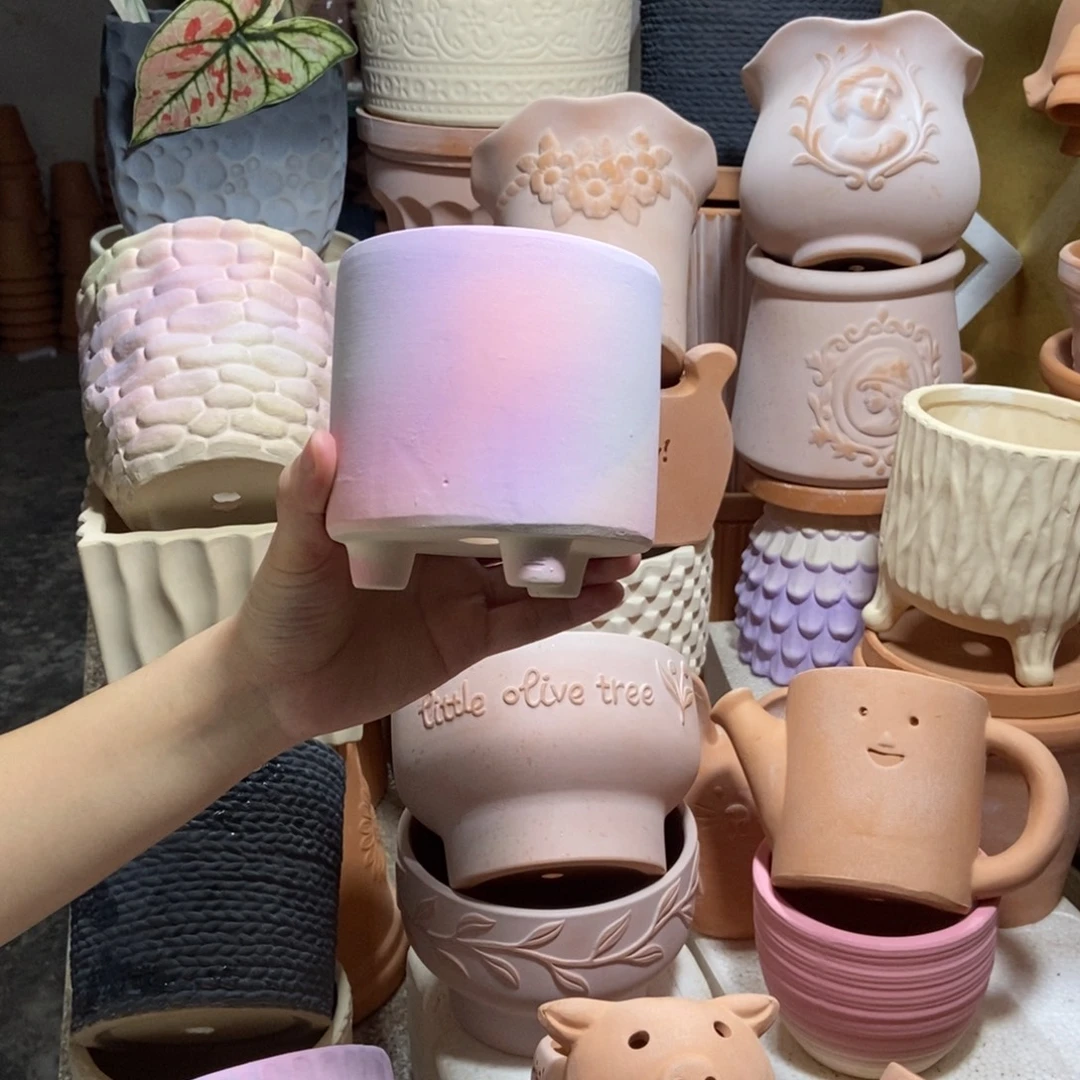 11×11彩色三脚光面盆 粗陶1个