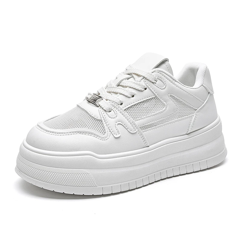 增高网面休闲厚底2025透气小白鞋小个子时尚休闲鞋运动鞋女
